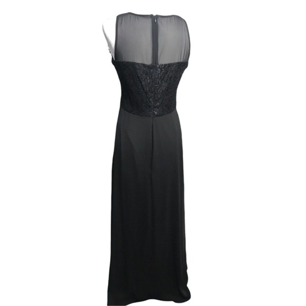 Chaps Elegant Dress Black Long Sequin Sheer Evening Prom Wedding Gown‎ Size 6